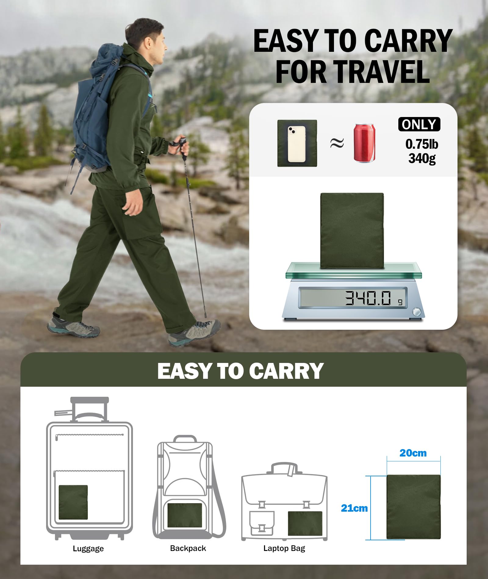 ZITY rain pants showing elastic waist and drawcord for adjustable fit.