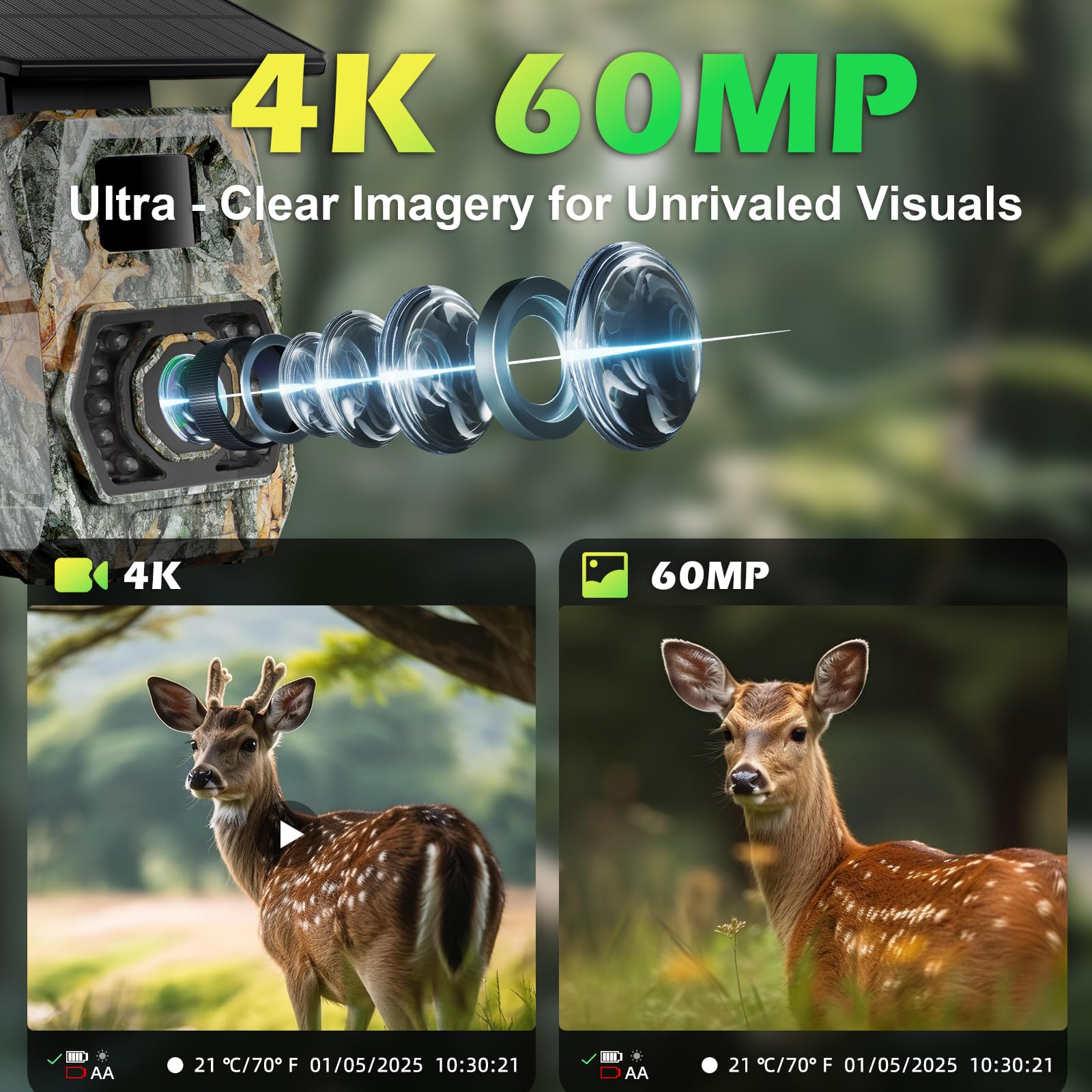 Zivolixd trail camera 60MP 4K video captures detailed wildlife moments