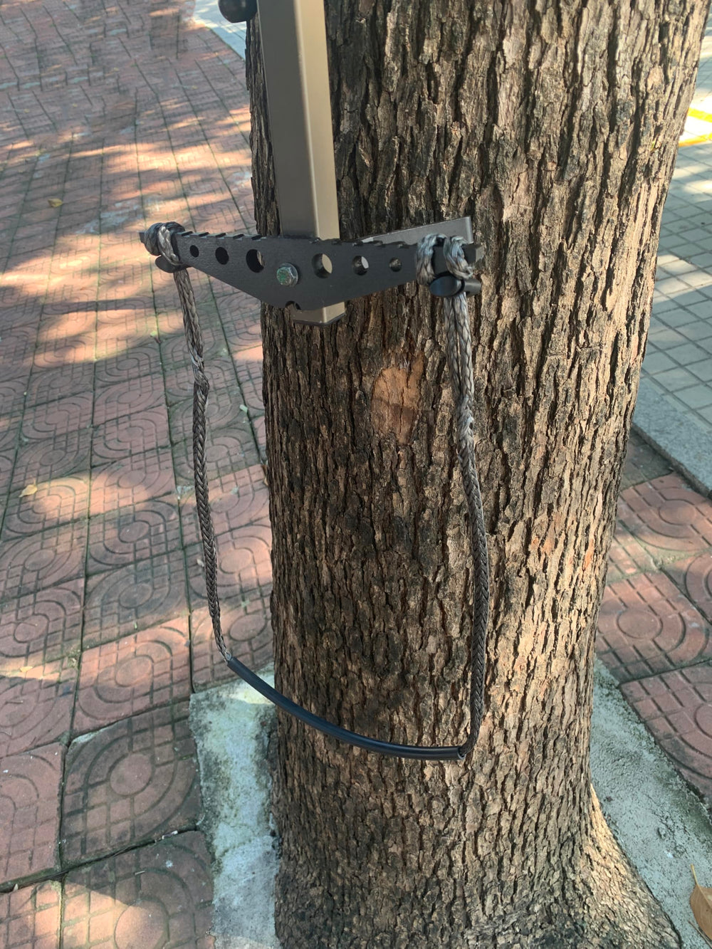 ZIVOXIA Aider attached to a tree stand for elevated access.