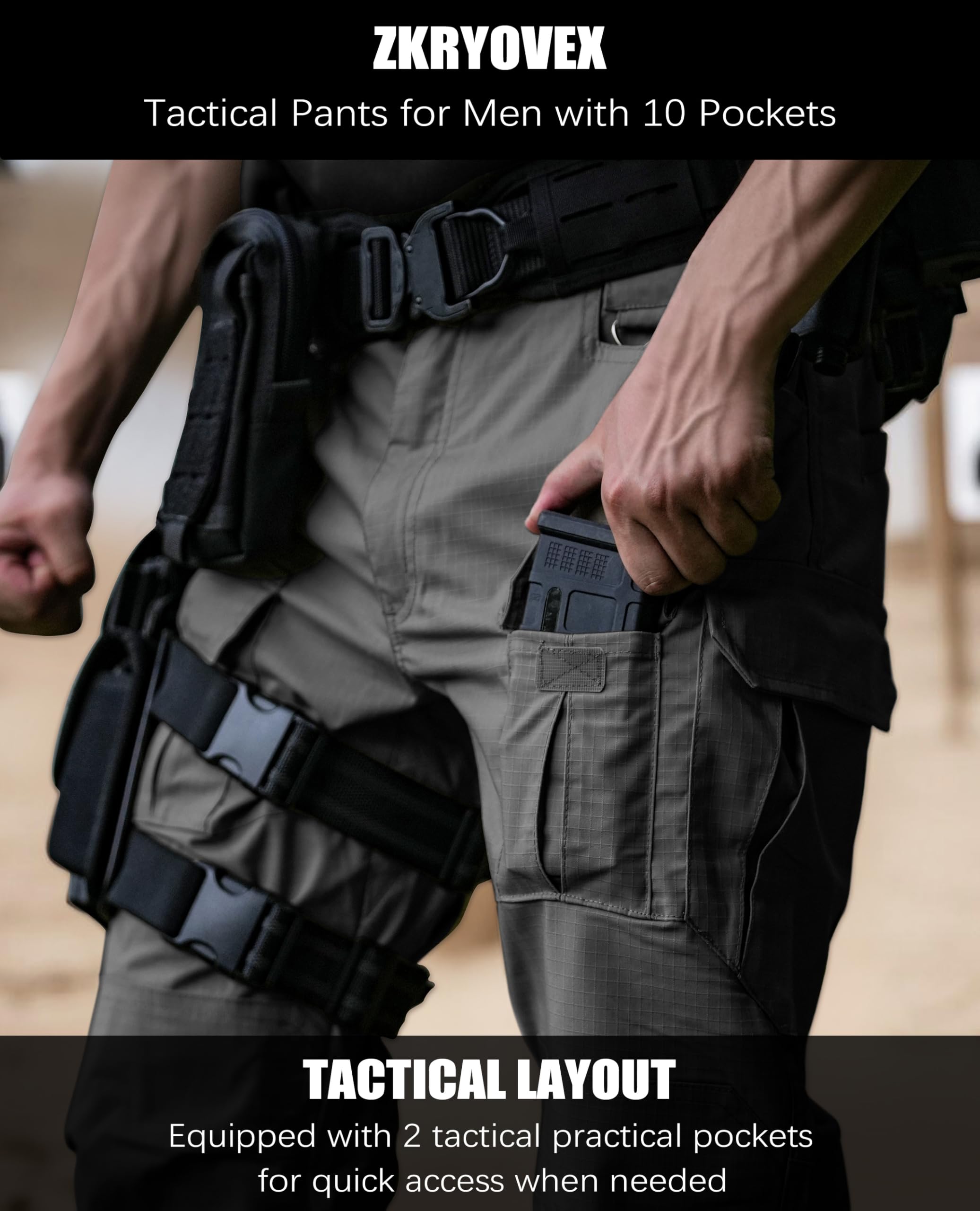 Durable zipper closure and reinforced seams on ZKRYOVEX pants for reliable daily wear.