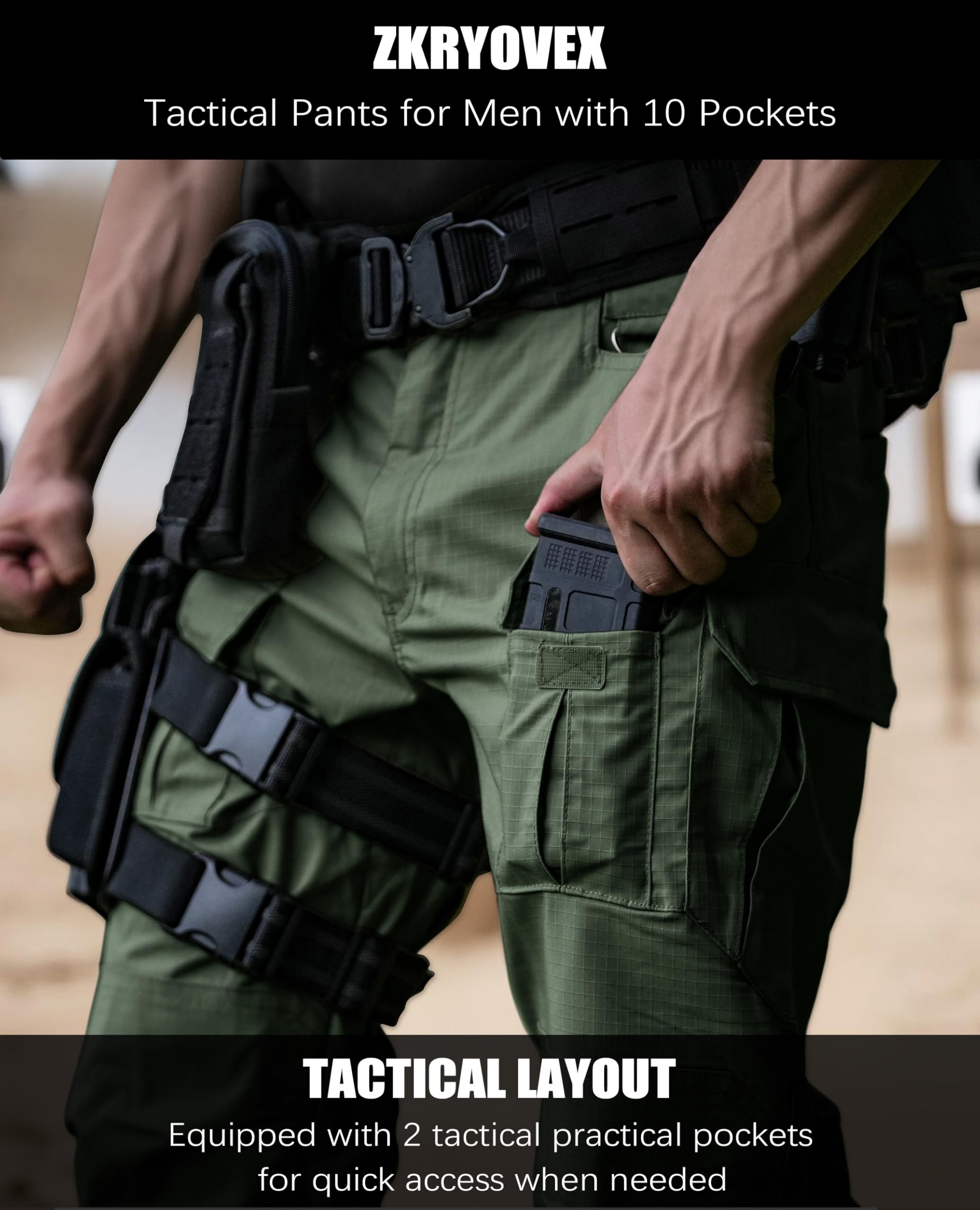 ZKRYOVEX slim fit tactical pants for everyday wear.