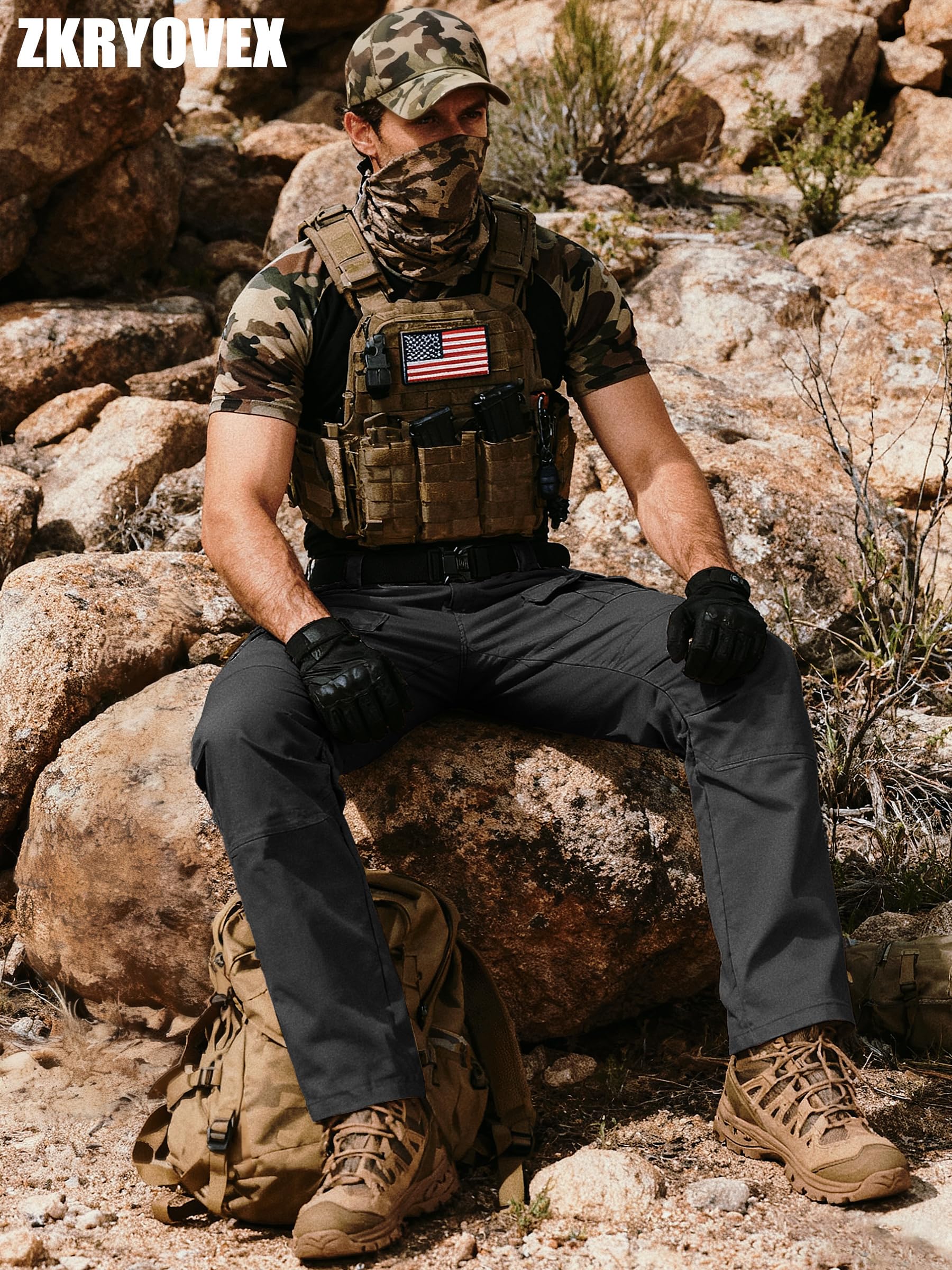 ZKRYOVEX pants secure side waistband supports movement during climbs.