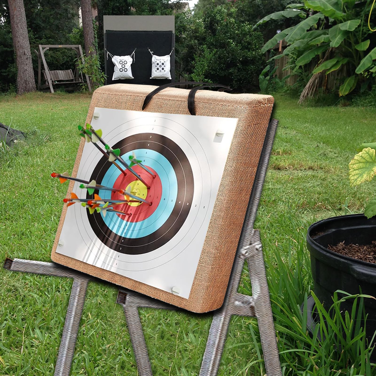 ZMATLIAO archery target with built-in lanyard for easy hanging.