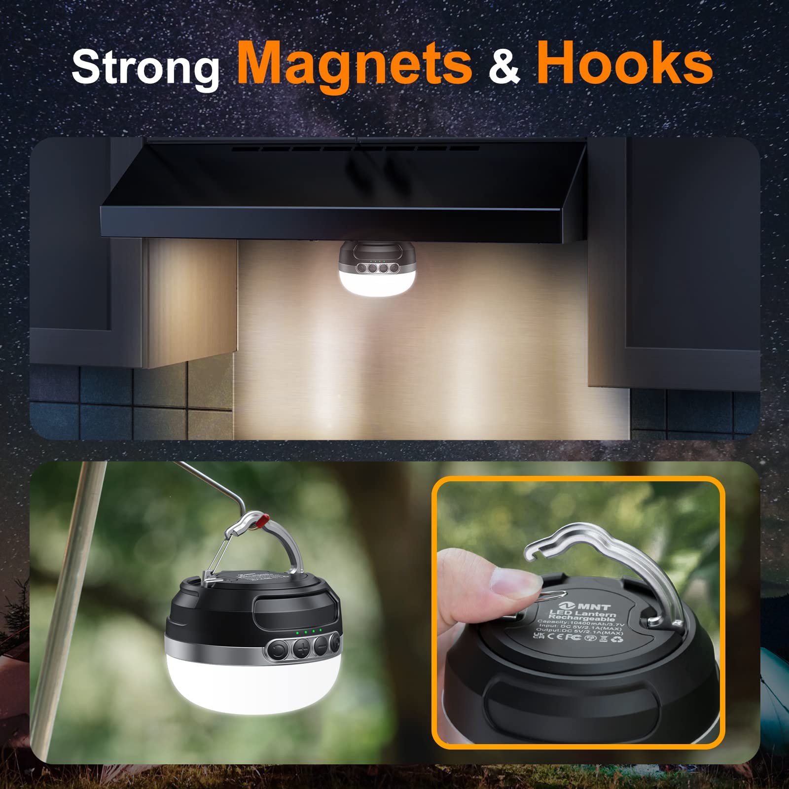 ZMNT lantern IPX5 rated water resistance handles light rain outdoors.