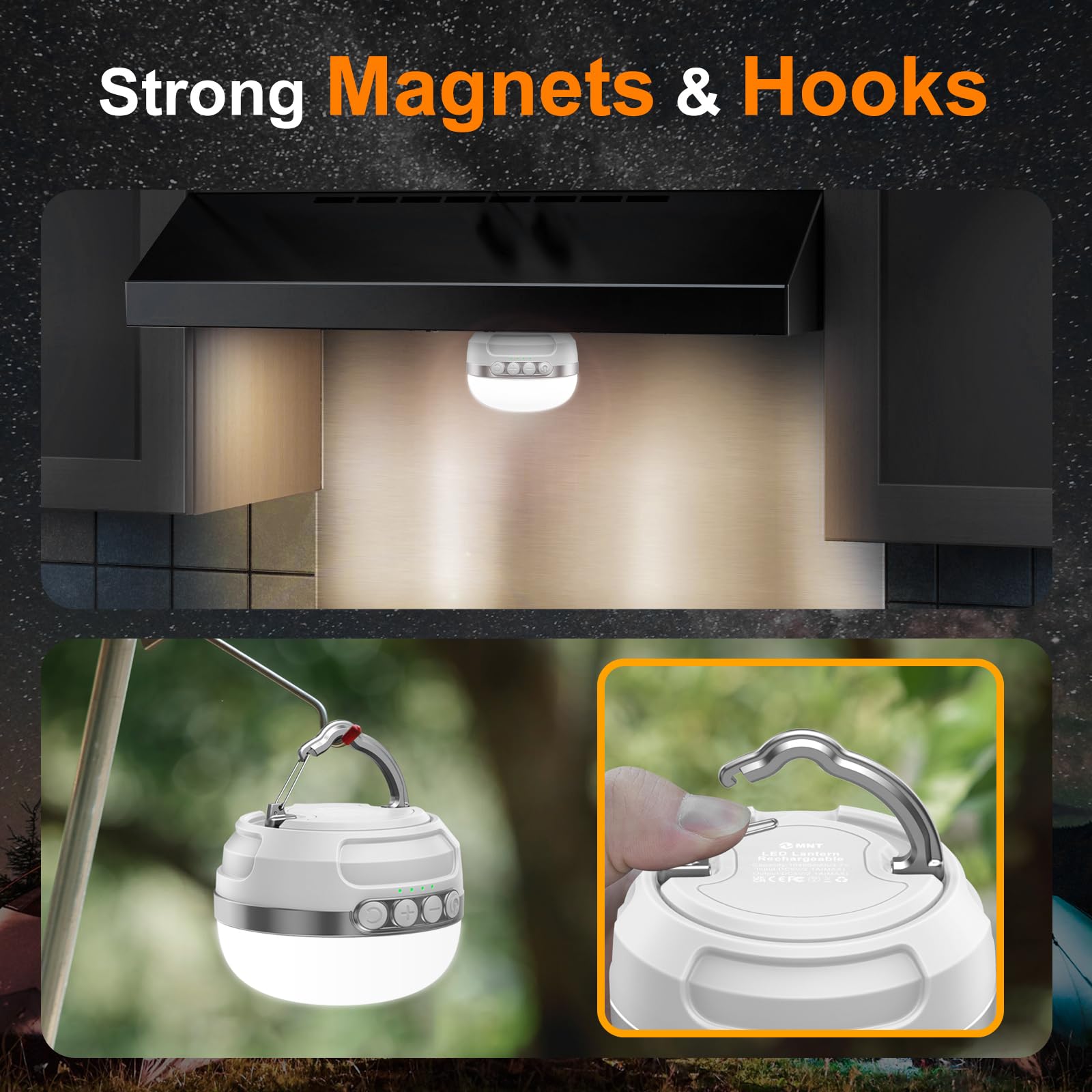 ZMNT LED camping lantern IPX5 weather resistance for light rain