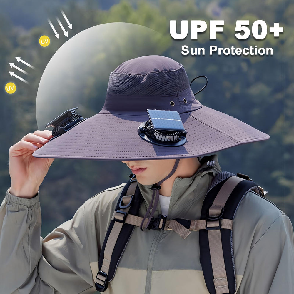 Side angle showing wide brim and UPF 50+ protection