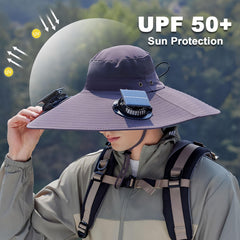 Side angle showing wide brim and UPF 50+ protection