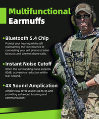 ZOHAN 035 earmuffs side controls and Bluetooth knob for quick adjustments.