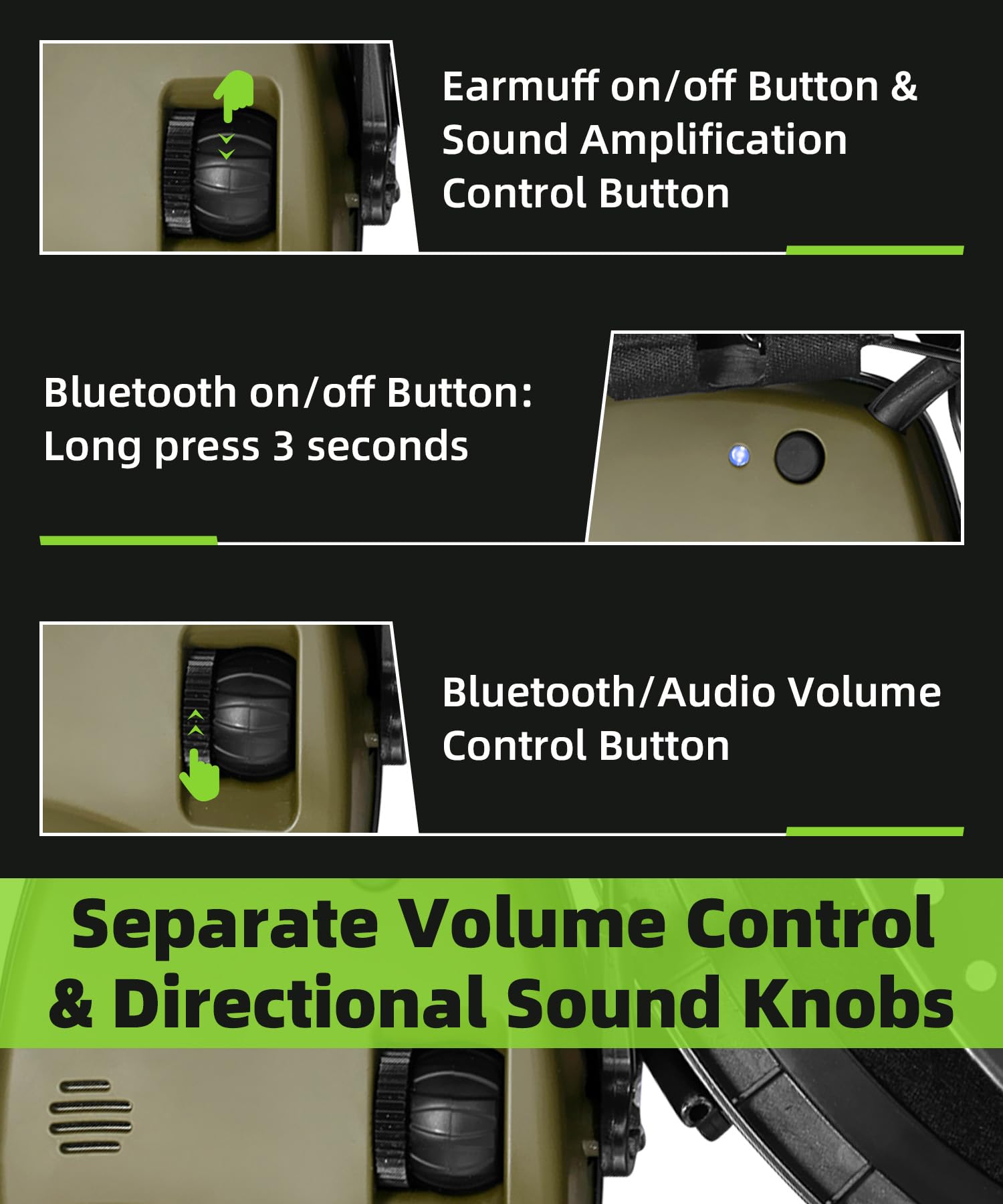 ZOHAN 035 earmuffs amplify low-level sounds up to 4x.