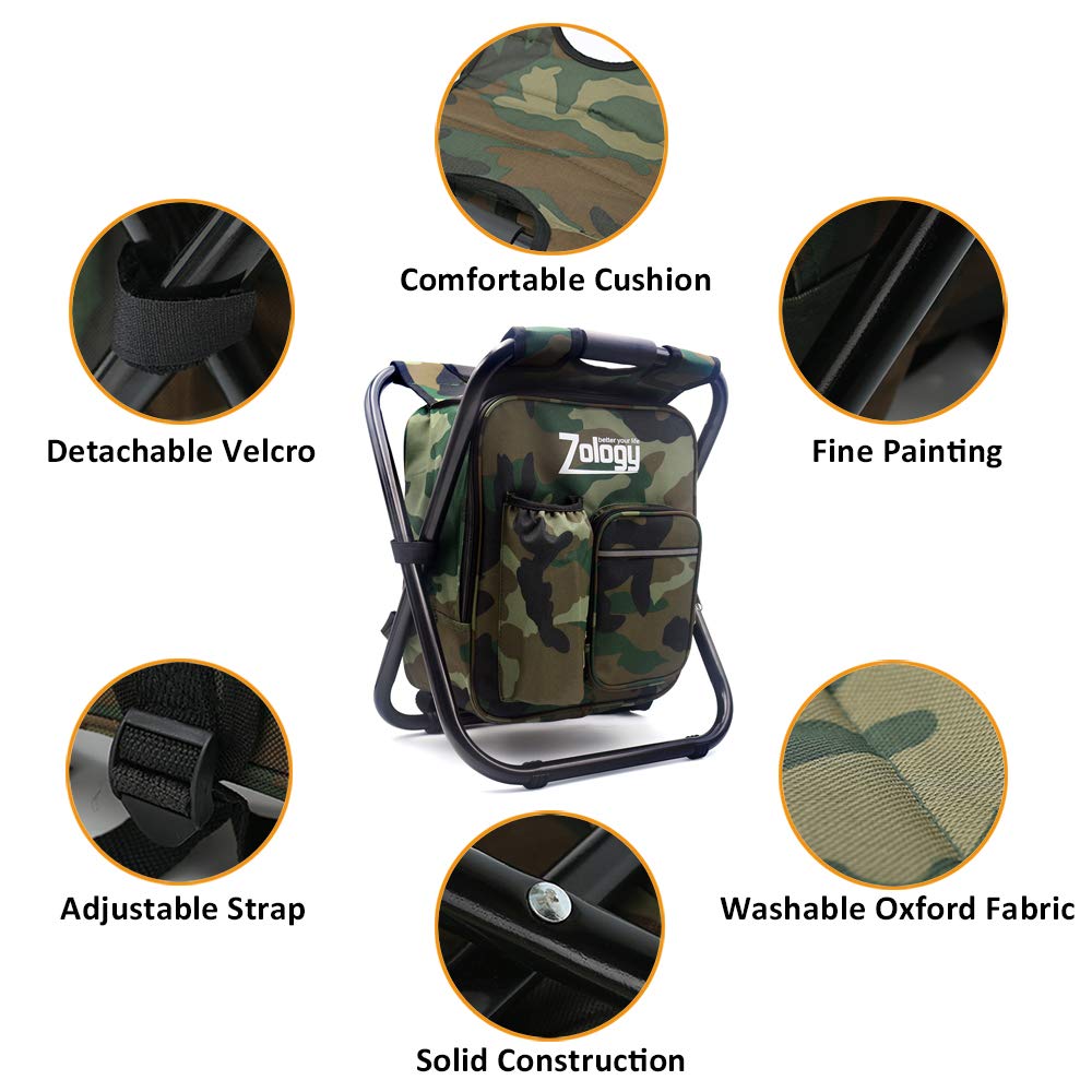 Zology lightweight chair with comfortable shoulder strap, easy to carry on hikes.