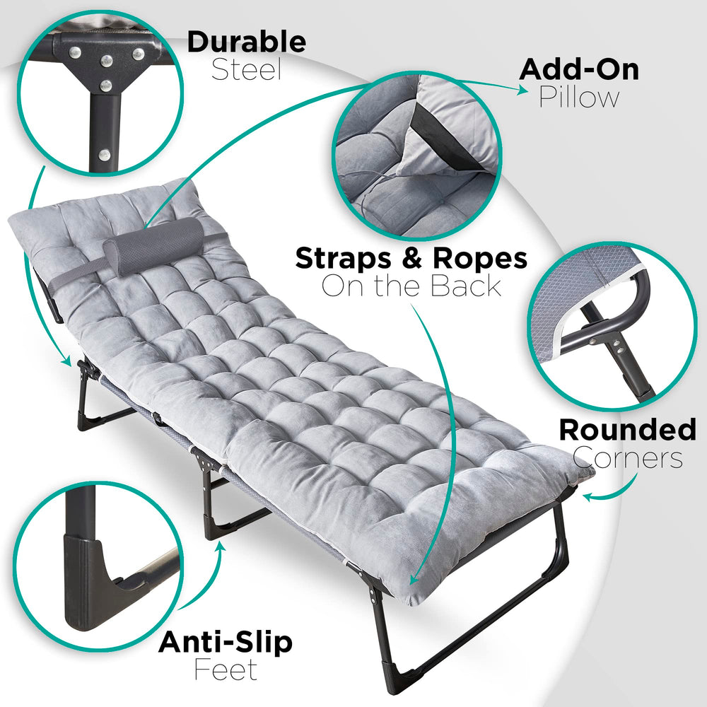 ZONETECH adjustable cot positions allow personalized lounging.
