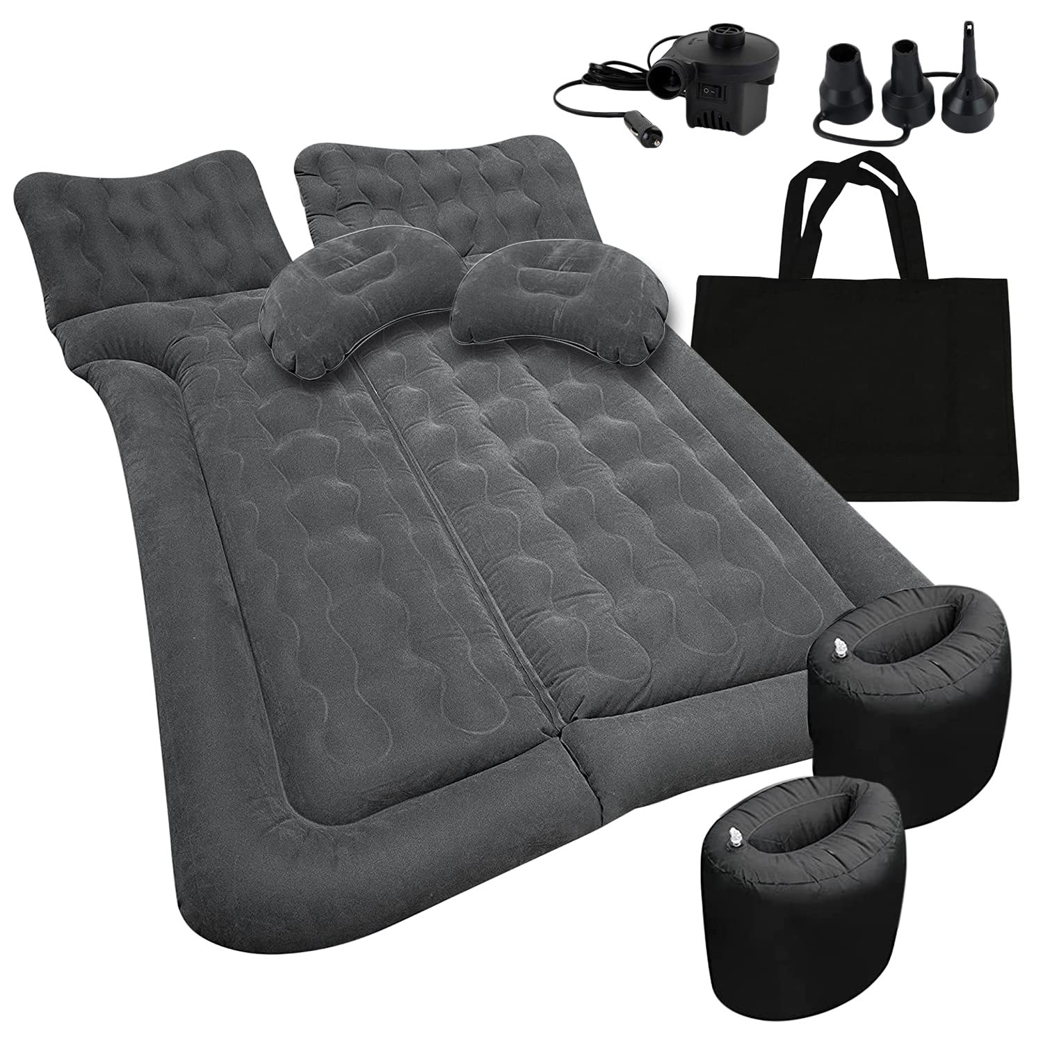 ZONETECH car trunk inflatable mattress on back seat for comfortable travel rest.