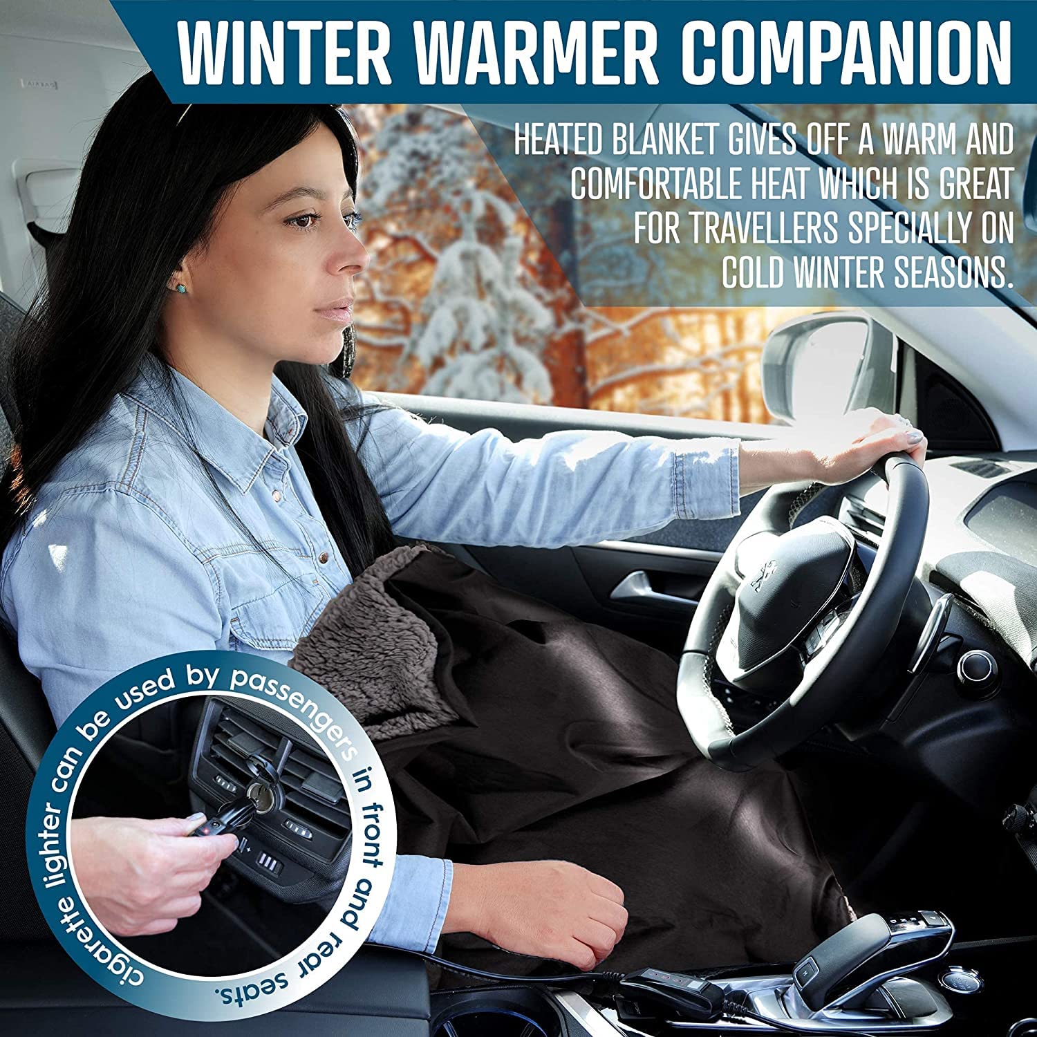 ZONETECH Sherpa fleece blanket grey compact storage for easy portability