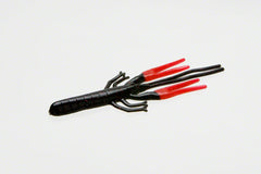 Zoom Bait Big Critter Craw pack of 10 in black-red with red claws; ideal for big bass.