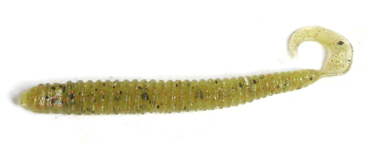 Zoom Bait Dead Ringer finesse worm, watermelon red, ideal for bass.