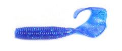Zoom Bait Fat Albert Curly Bait in sapphire blue, 3-inch profile, ideal as a trailer.