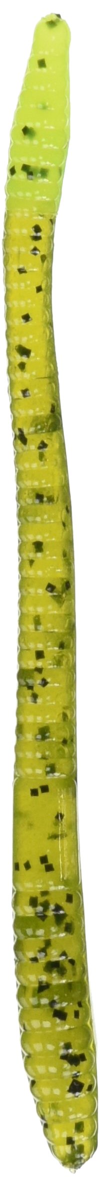 Zoom Bait Finesse Worm Watermelon Chartreuse 4-3/4 inch, 20-pack, ideal for finesse fishing.