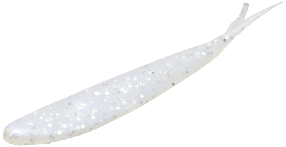 Zoom Bait Fluke 4-inch lure in blue pearl silver glitter, ideal for Alabama rigs