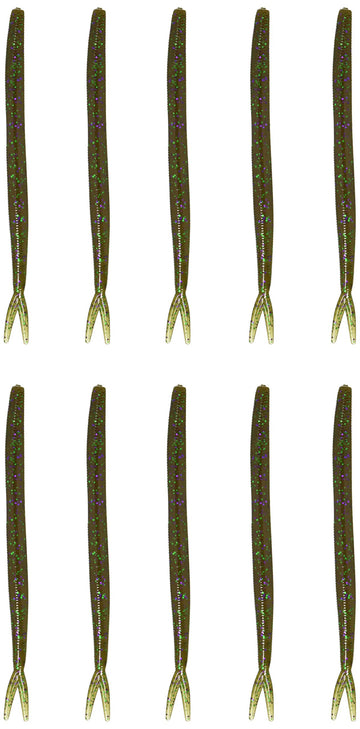 Zoom Bait Fluke Stick Bag in green pumpkin for bass near docks
