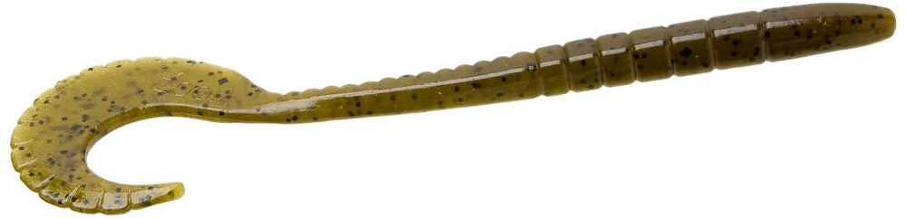 Zoom Bait G Tail Worm in Green Pumpkin with a thick body for bass near vegetation