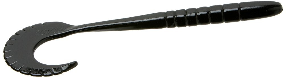 Zoom Bait G Tail Worm 6-inch black in action, designed to entice strikes and improve hookups