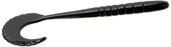 Zoom Bait G Tail Worm 6-inch black in action, designed to entice strikes and improve hookups