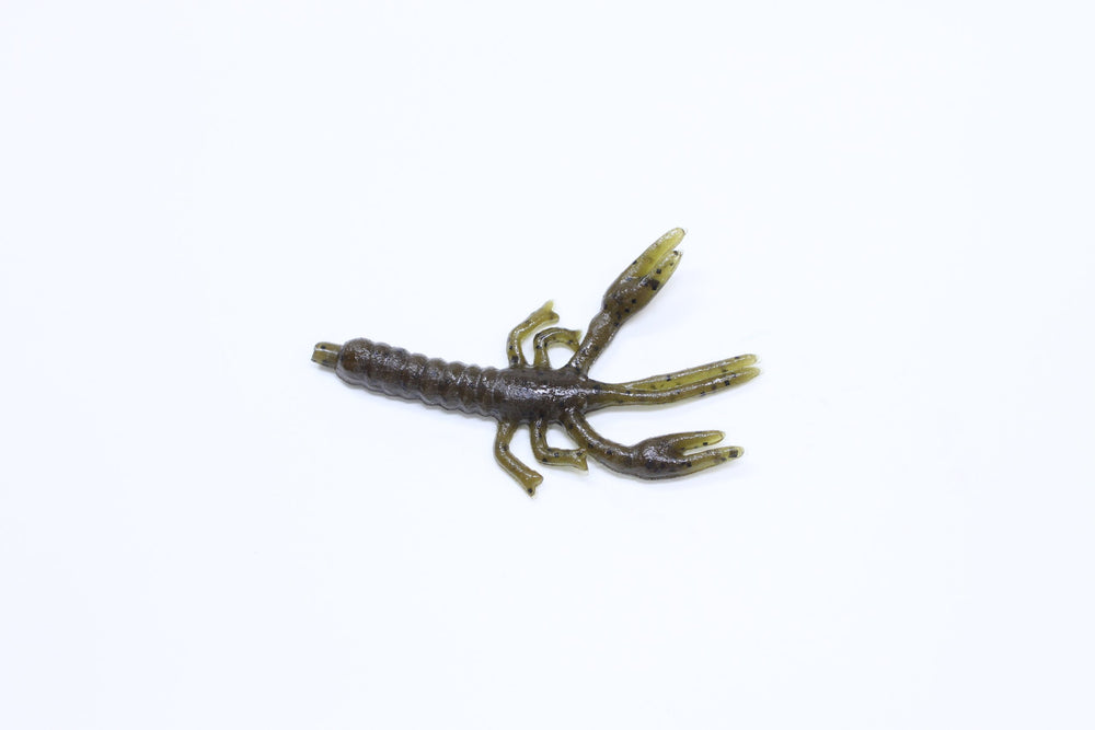 Zoom Bait Lil' Critter Craw in Green Pumpkin, lifelike crawfish lure for Texas rigging.