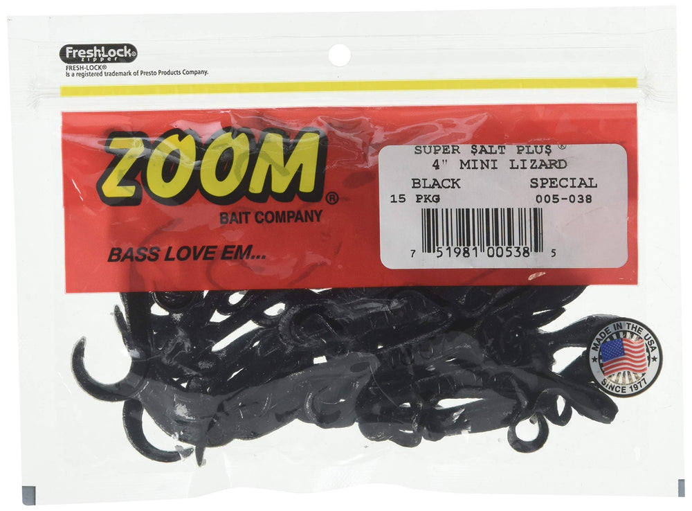 Zoom Bait Mini Lizard front view highlights slender body and enticing finesse action for pressured fish.