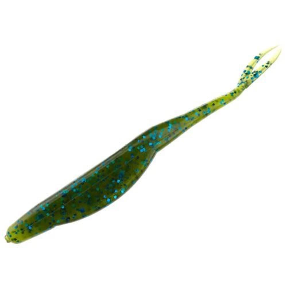 Zoom Bait Super Fluke Blue Watermelon displays weightless surface action for weed pockets