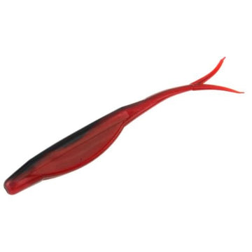Zoom Bait Super Fluke Red Shad on surface for twitching and weed-pocket fishing.