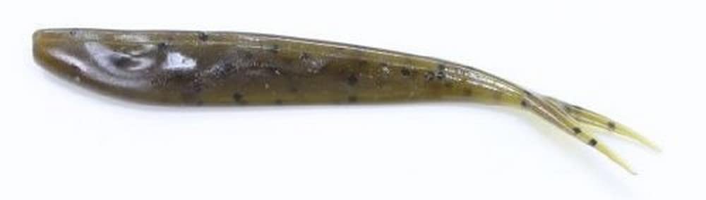Zoom Bait Tiny Fluke in green pumpkin delivers lifelike action for bass and better water displacement