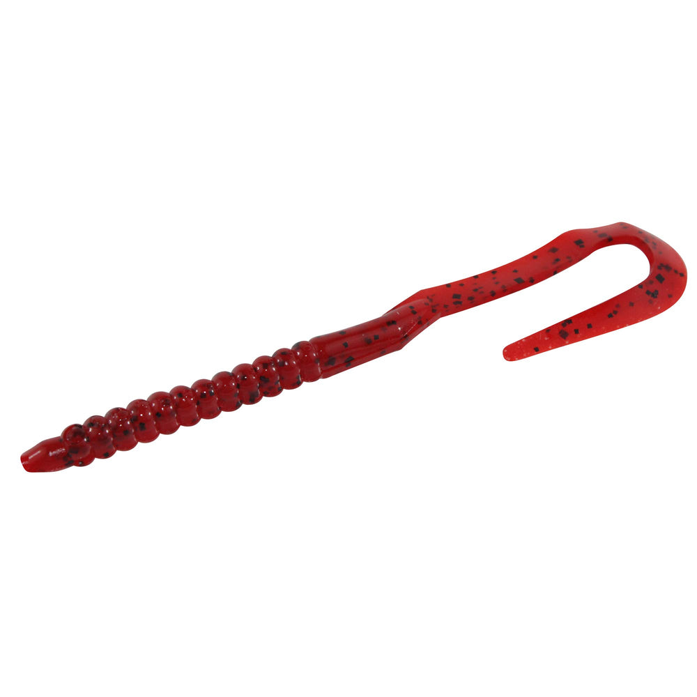 Zoom Bait U-Tale Worm tomato color with U-tail, ideal for Texas rigging and pond bass.
