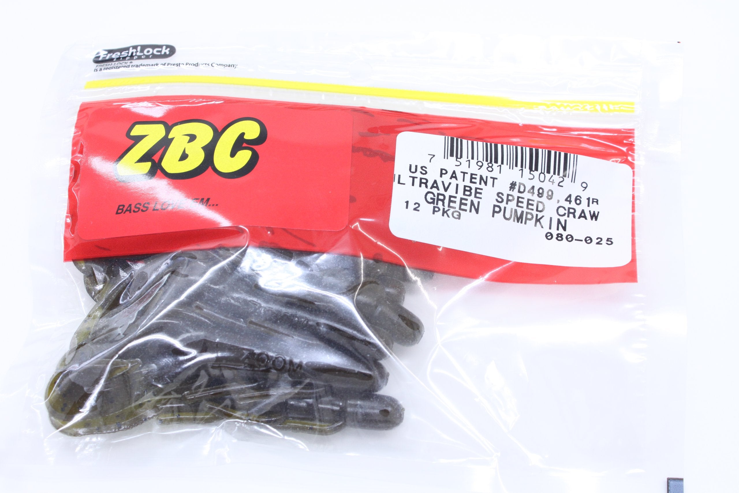 Zoom Bait UltraVibe Speed Craw Green Pumpkin, action shot for trailer and flipping use.