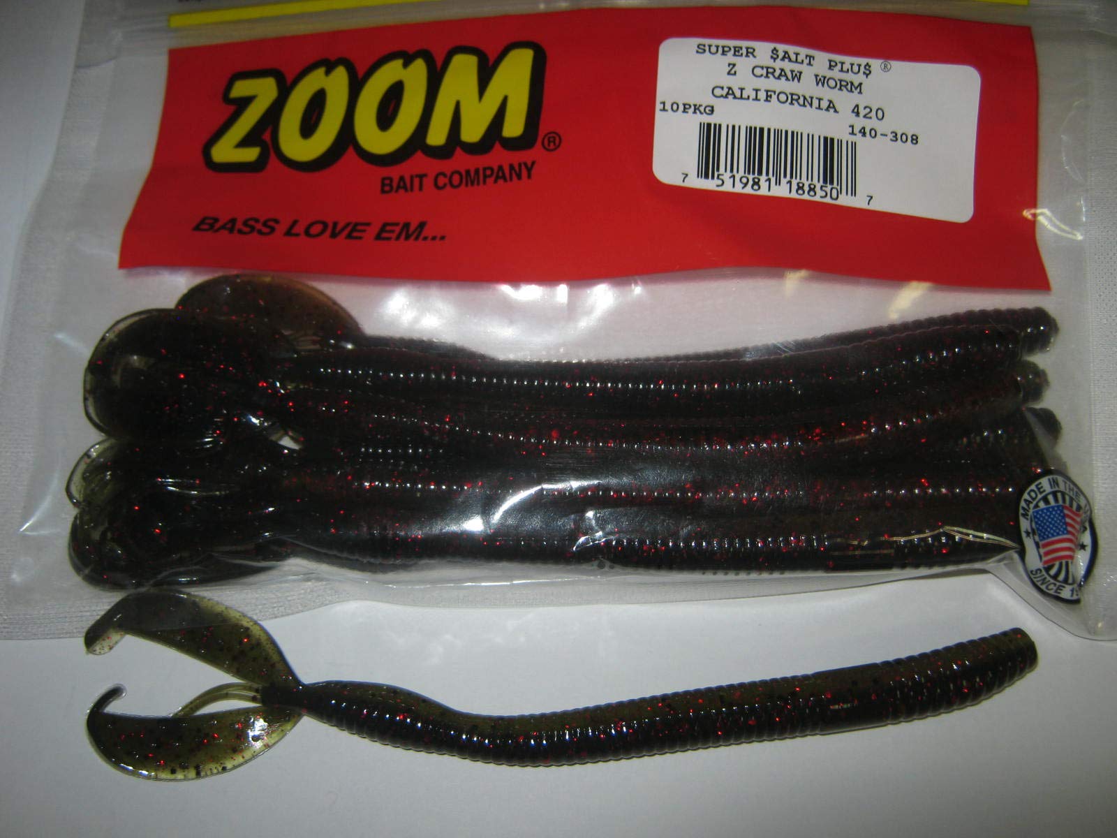 Zoom Bait Z-Craw Worm body close-up showing bulk and finesse for bass