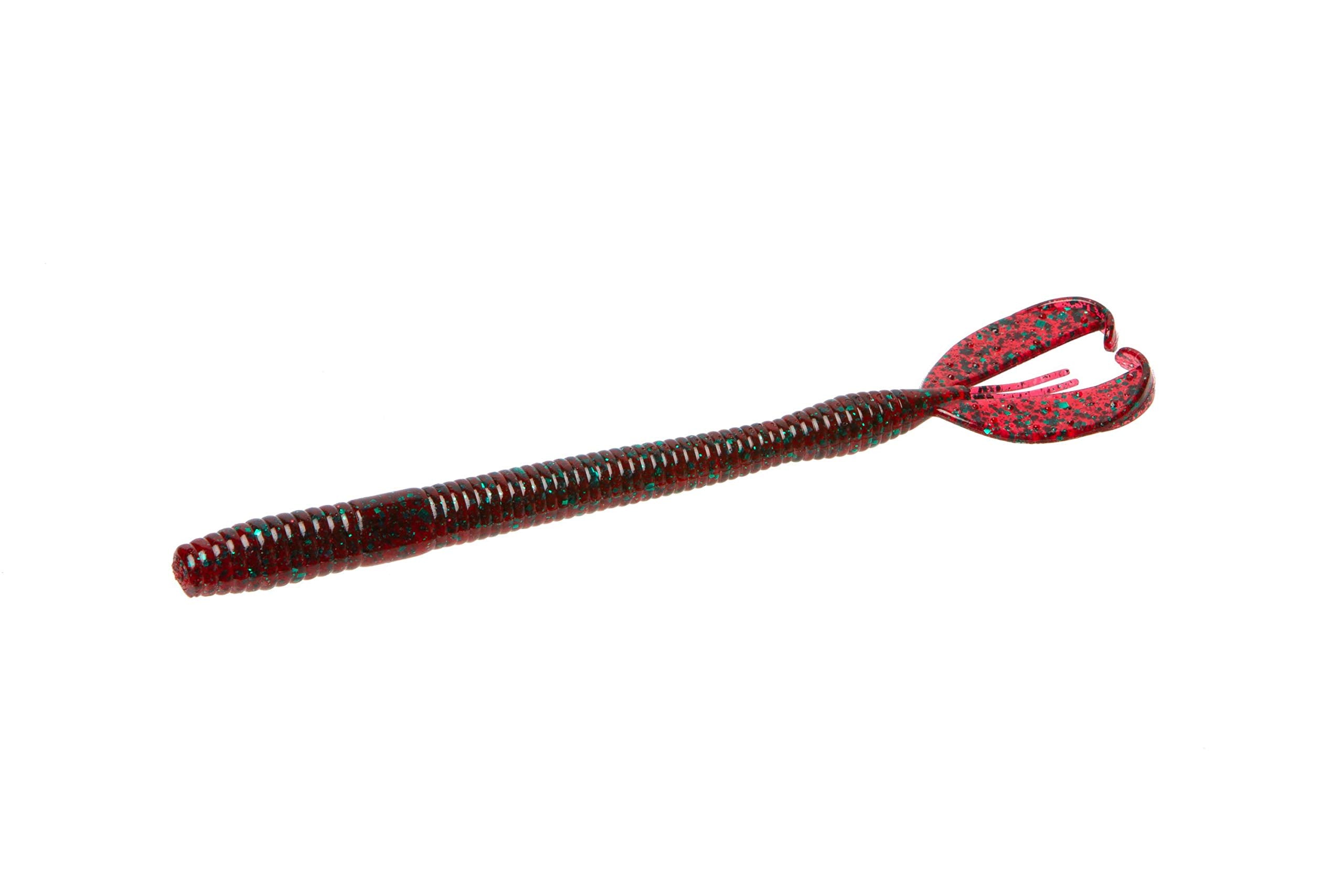 Zoom Bait Z-Craw Worm Red Bug tail detail highlighting action and lure versatility.