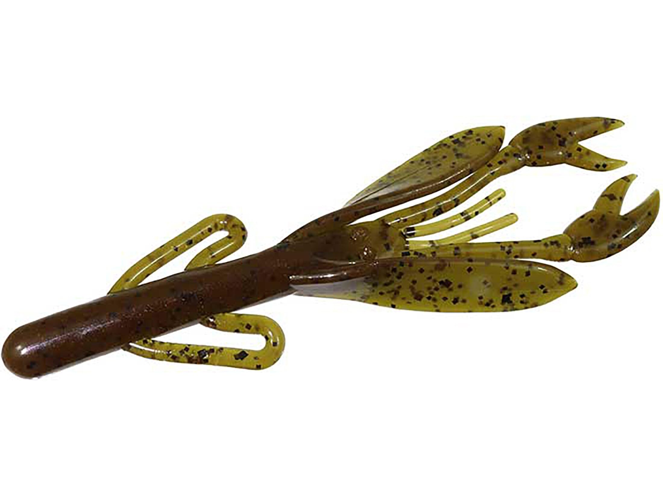 Zoom Bait Zoom Baby Brush Craw 4in green pumpkin, enticing bass with aggressive action and bulk.