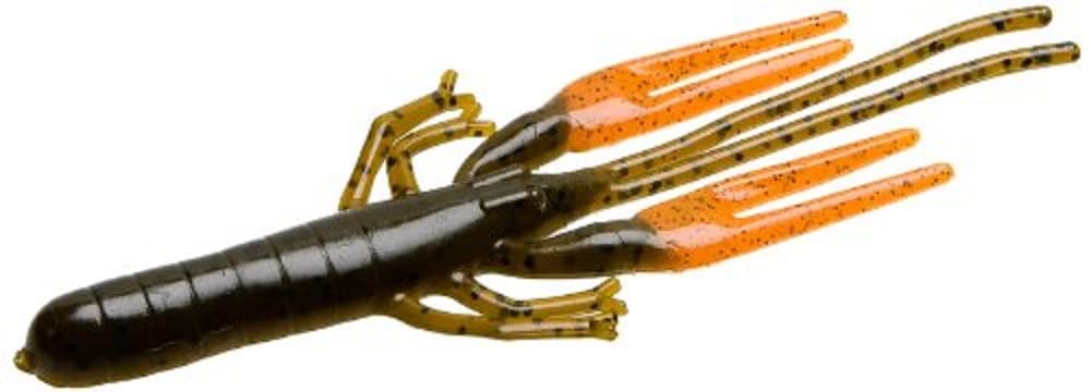Zoom Big Critter Craw bait in green pumpkin orange, ideal for Texas rig bass fishing.