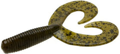 Zoom Fat Albert twin tail bait in green pumpkin, ideal trailer for jig or spinnerbait that attracts bites.
