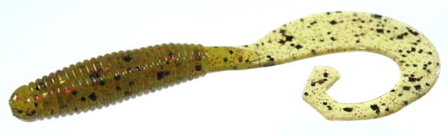 Zoom Tab Tail Grub 4in Watermelon Red lure attracts bites in freshwater.