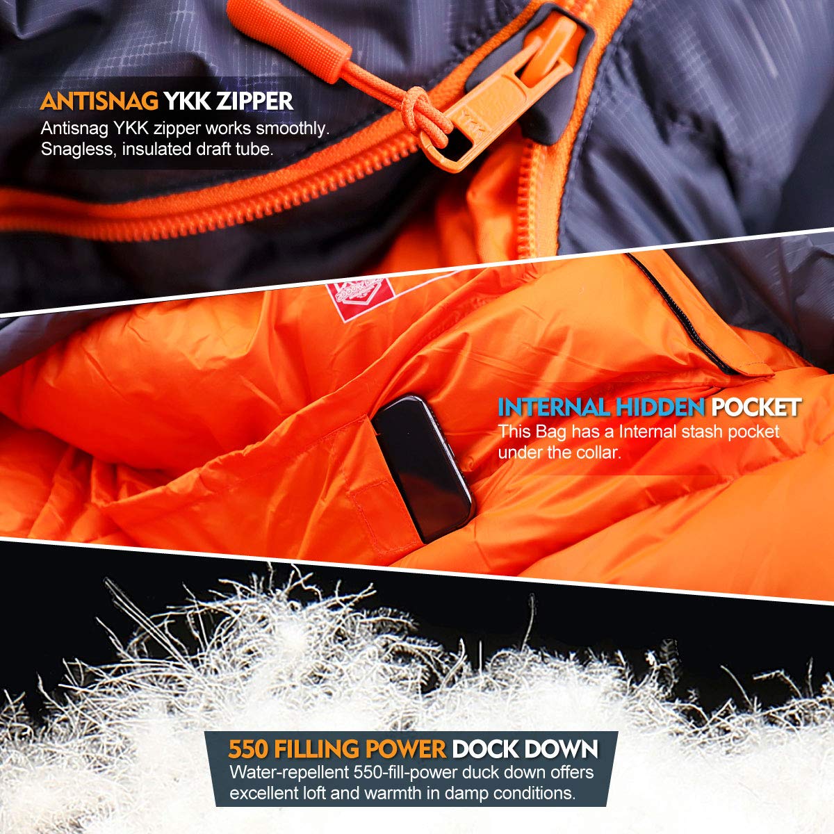 ZOOOBELIVES 320T ripstop shell durability for long-lasting outdoor use.