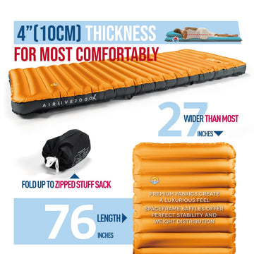ZOOOBELIVES Airlive2000X 4in thick cushion supports restful nights on uneven ground