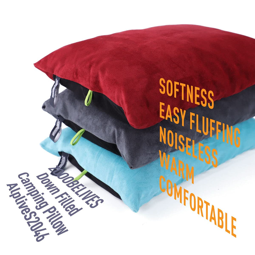ZOOOBELIVES down pillow travel-ready with quick-stashability for the road.
