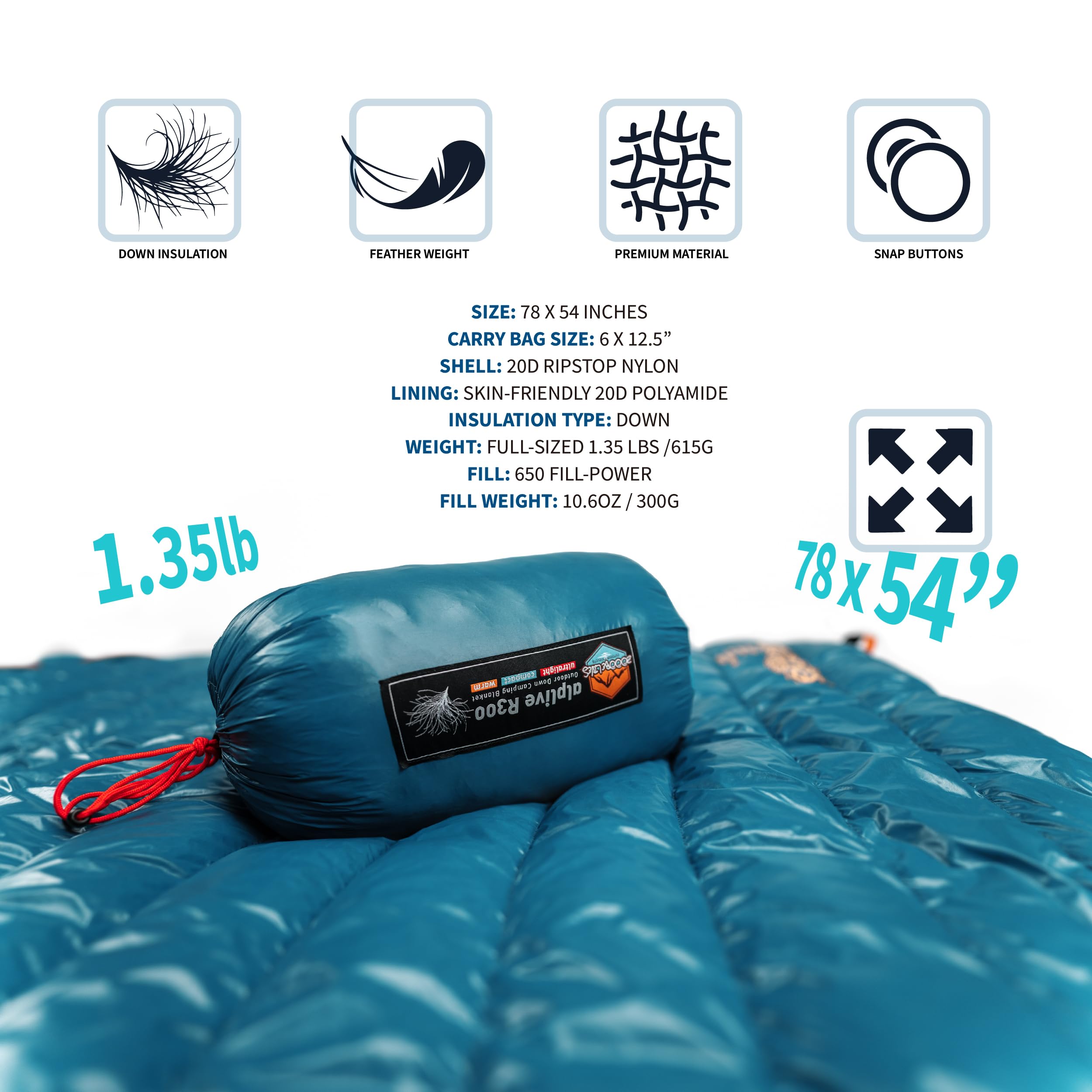 ZOOOBELIVES Ultralight Down Camping Blanket in a backpacking setup