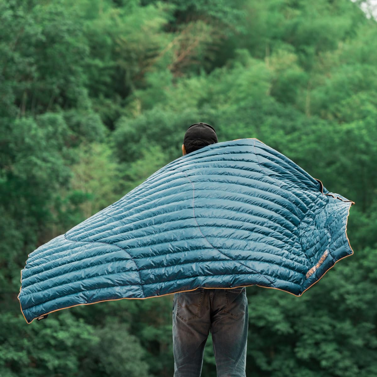 ZOOOBELIVES Ultralight Down Camping Blanket open to 54x78 inches for warmth