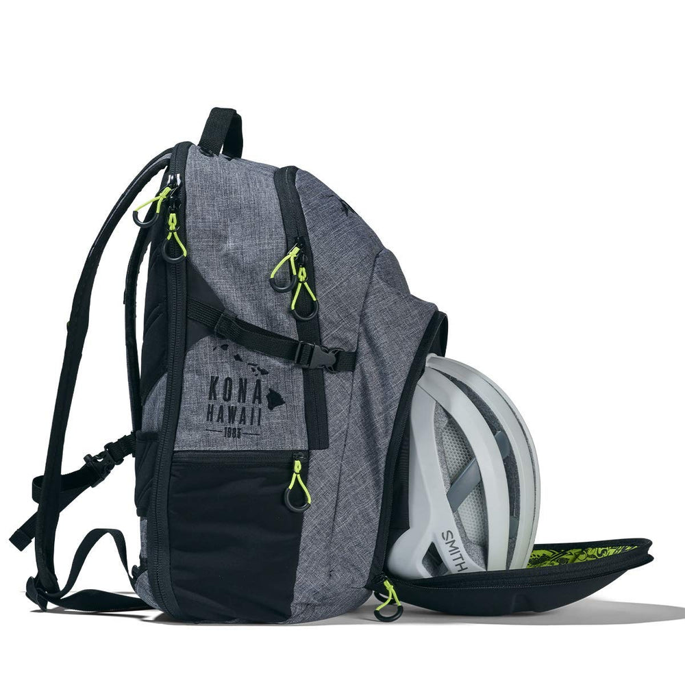 Zoot Ultra Tri Backpack front pocket shows helmet/shoe compartment for transitions.