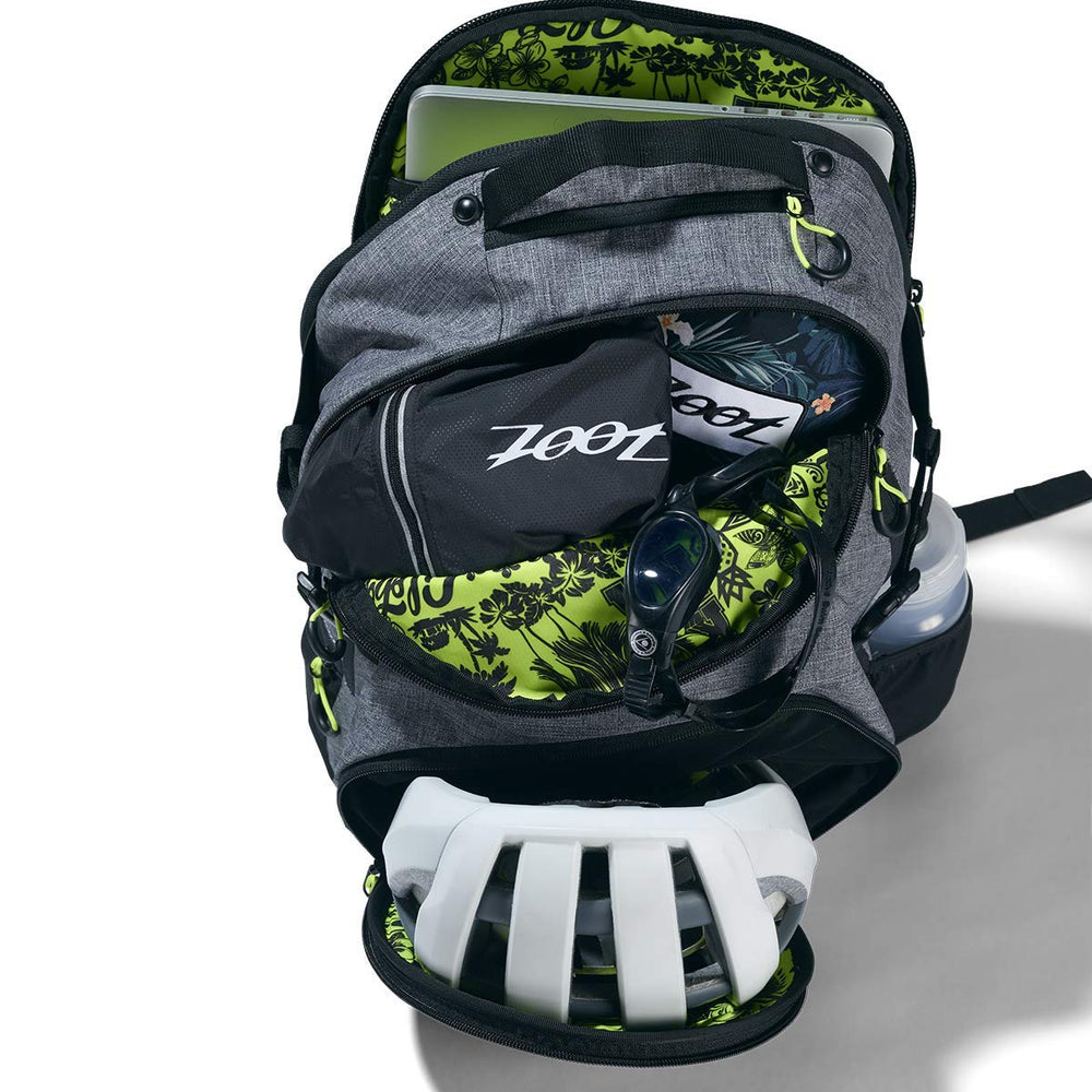 Zoot Ultra Tri Backpack shoe storage keeps training gear ready.