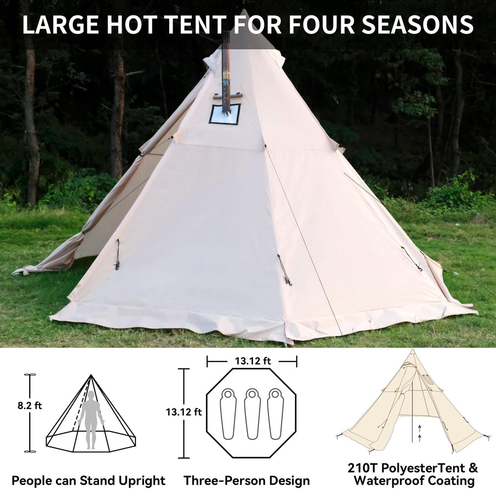Zoring hot tent interior reveals 8.2 ft peak height for comfortable standing