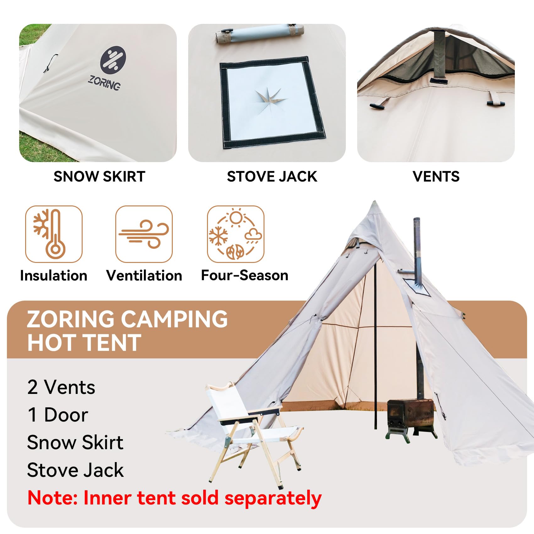 Zoring hot tent with stove jack demonstrates easy wood stove use