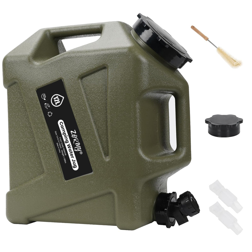 ZORMY 3.2 gallon water container with spigot for easy controlled pours during camping.