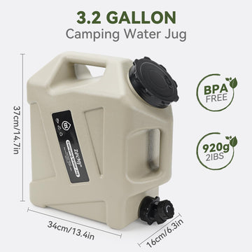 ZORMY large-capacity 3.2-gallon water storage container for camping